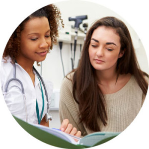 woman with doctor